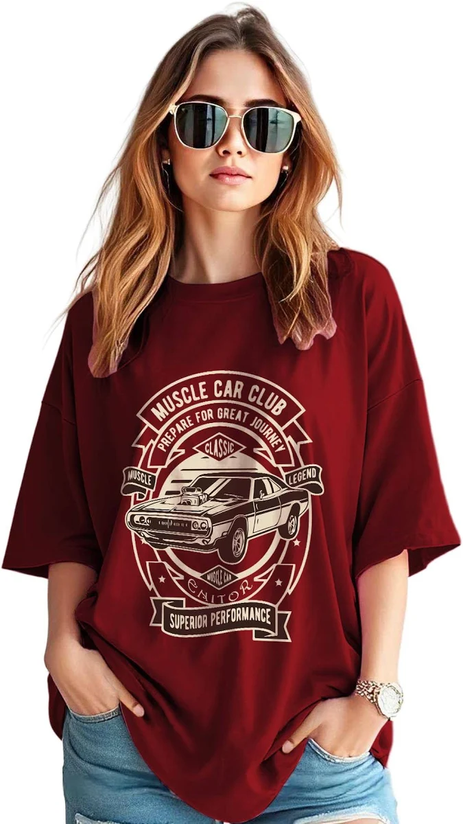 Maroon Muscle Club Oversized T-Shirt