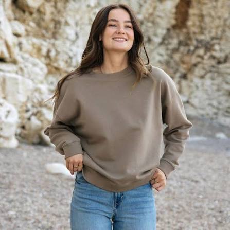 Taupe Relaxed Crew Sweatshirt