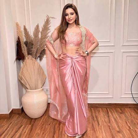 Rose Satin Drape Cape Set — VOWNZ dresses for women