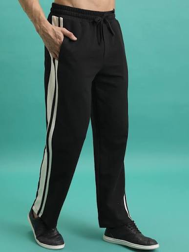 Black Twin-Stripe Relaxed Track Pants
