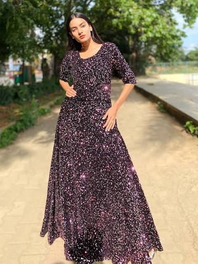 Noir Sequin Flared Maxi Dress — VOWNZ dresses for women