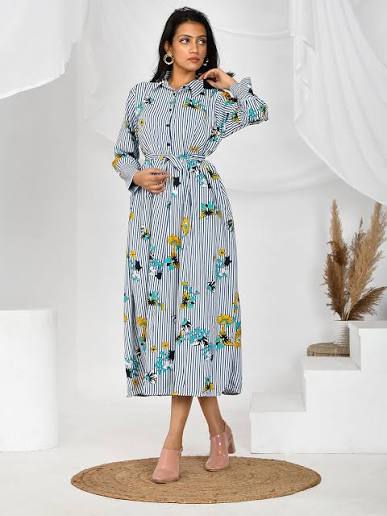 Riviera Stripe Floral Shirt Dress — VOWNZ dresses for women