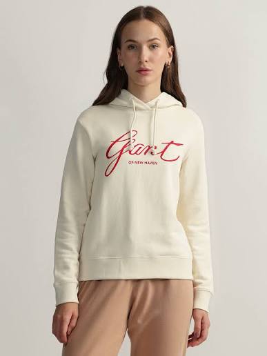 Ivory Script Logo Hoodie