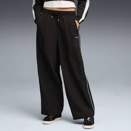 Black Piped Parachute Track Pants