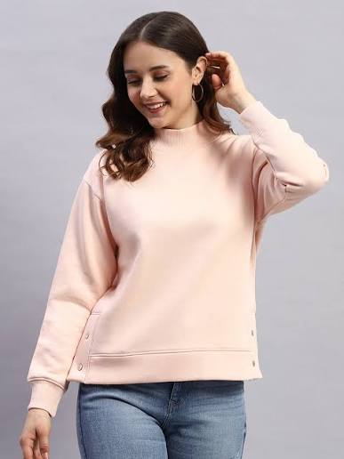Blush High-Neck Snap Sweatshirt
